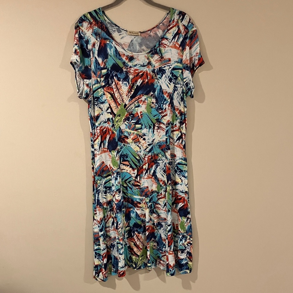 Colorful Abstract Print Midi Dress